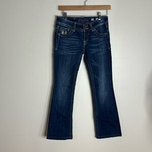 Miss Me ladies bootcut denim jeans with studded bling gem pockets size 27